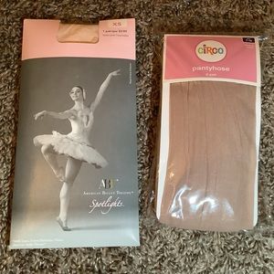 Lot of 3 - girl's nude colored pantyhose & pink dance tights